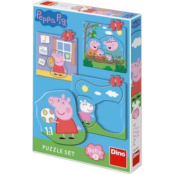 DINO Baby puzzle 12 dílků Peppa Pig Rodina 18x18cm skládačka 3v1 velké dílky | 444749