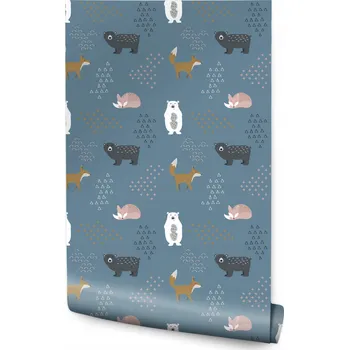 Fototapeta Dětská dekorativní tapeta barevní medvídci a lišky