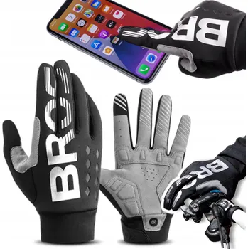 Cyklistické rukavice CYKLISTICKÉ RUKAVICE SPORTOVNÍ CELOPRSTÉ ZATEPLENÉ DOTYKOVÉ GELOVÉ-SBR PODZIM ZIMA