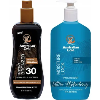 Přípravek na opalování Australian Gold Opalovací Gel ve Ve Spreji s bronzerem SPF30 + Hydratační složka Moisture Lock 473ml