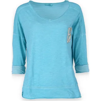 Triko s dl. rukávem LOVE 41726 barva: modrá-tyrkysová