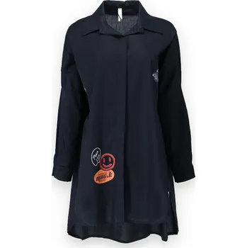 Dámská halenka Košile oversize s aplikací (SMILE) 39806 barva: černá