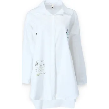 Dámská halenka Košile oversize s aplikací (TEDDY) 39806 barva: bílá