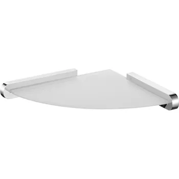 Drátěná police Rohová nástěnná koupelnová police skleněná matná chrom