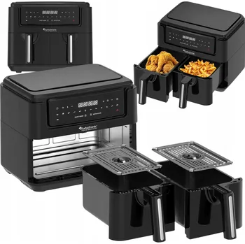 fritéza HORKOVZDUŠNÁ FRITÉZA 7.6L AIR FRYER 2x 3.8L 1750W KOVOVÝ VNITŘEK