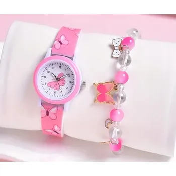 Hodinky Hodinky s motýlkem, náramek pro dívky, dárek, růžové, krásné