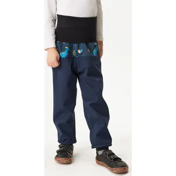 Chlapecké kalhoty unuo Batolecí softshellové kalhoty s fleecem Basic, Tm. Modročerná, Dinosauři Velikost: 92/98