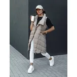 Béžová dámská dlouhá prošívaná vesta bez kapuce SERKIS TY4525 Velikost: XL