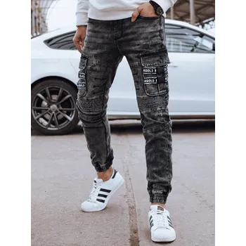 Pánské džíny Tmavě šedé džínové cargo kalhoty UX4239 Velikost: S