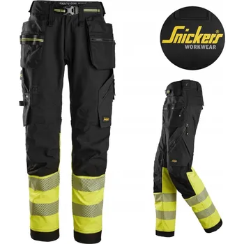 Pracovní oblečení Pracovní kalhoty s reflexními prvky EN 20471/1 Snickers 6934 Černá/žlutá Velikost 44