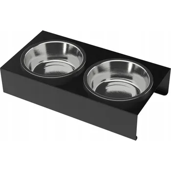 Miska pro psa Sada dvou kovových misek Domer černá 1,8 l