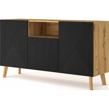 Komoda Komoda Bim Furniture LUXI dub artisan černý mat 146x41,8x80 cm