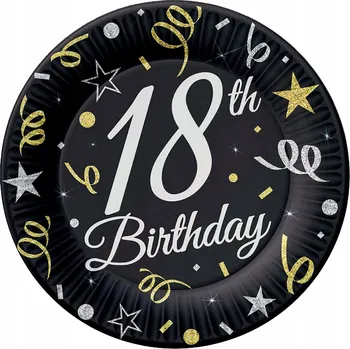 Talíř PAPÍROVÉ TALÍŘKY B&C 18. NAROZENINY 18cm / 8 ks