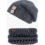 Doke Dětský set pletená čepice a nákrčník b denim tweed pro děti 12-16 let