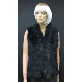 Dámská vesta Špongr Kožešinová vesta z králíka KLARA černá Velikost: M