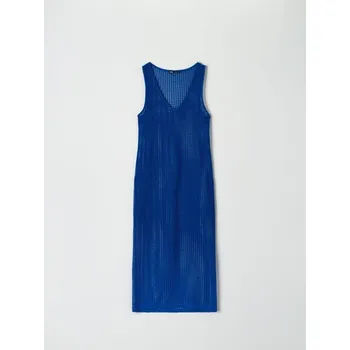 Dámské šaty Sinsay - Midi šaty s leopardím potiskem - modrá - 7566W-55X - 7566W-55X-ONE-1