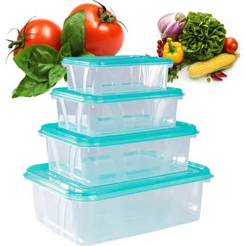 Dóza na potraviny Sada 4 Plastových Nádob na Jídlo