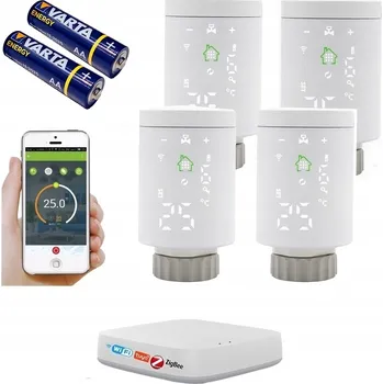 Hlavice pro radiátor TUYA ZigBee 4 x TERMOSTATICKÁ HLAVICE + WIFI ÚSTŘEDNA