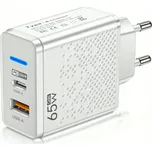 SÍŤOVÁ NABÍJEČKA PD 65W 4 PORTY QC 3.0 2x USB-C + 2x USB RYCHLONABÍJEČKA