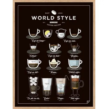 Obraz Plakát káva ve světovém stylu 40x50 cm bez rámu 40 x 50 cm