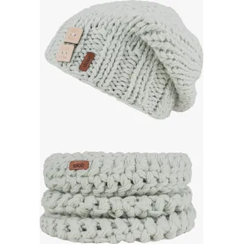 Čepice Doke Dětský set pletená čepice a nákrčník b mint pro děti od 12-16 let