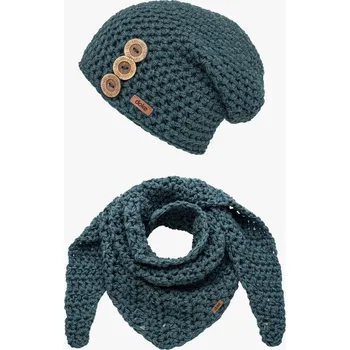 Čepice Doke Dětský set háčkovaná čepice a šál b nature forest pro děti 12-16 let zelená