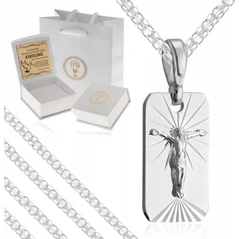 Řetízek STŘÍBRNÝ ŘETÍZEK S MEDAILONKEM 925 VZOR BISMARK / PRO CHLAPCE NA KŘTINY