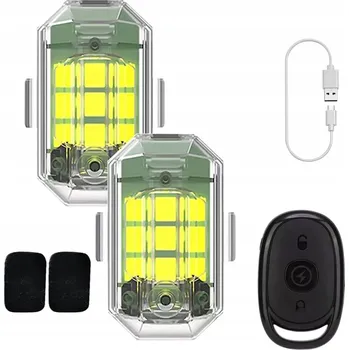 Lampička Bezdrátová LED Stroboskopická Lampa Silné Bílé + Barevné Světlo 2 ks Dálkové Ovládání