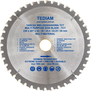 Řezný kotouč Víceúčelový kotouč Tediam 230 x 32 mm 40Z