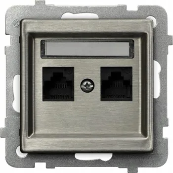 Elektrická zásuvka OSPEL SONATA OCEL INOX GPT-2RMN/m/37 Dvojitá telefonní zásuvka