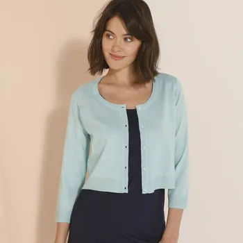 Bolerko Úpletové bolerko na knoflíčky s 3/4 rukávy zelená mořská 46/48