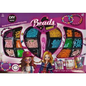 Dětské navlékací korálky Sada korálků se zaplétačem velká BV0579