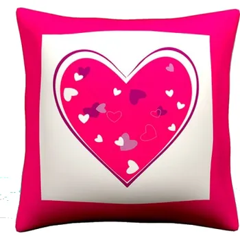 Dekorativní polštářek CamelLeon Povlak na polštář SRDÍČKA růžová