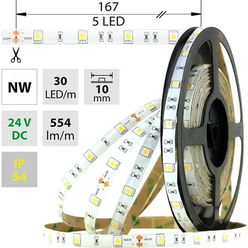 LED páska MCLED LED pásek SMD5050 NW, 30LED/m, 8,5W/m, 554lm/m, IP54, DC 24V, 10mm, 5m