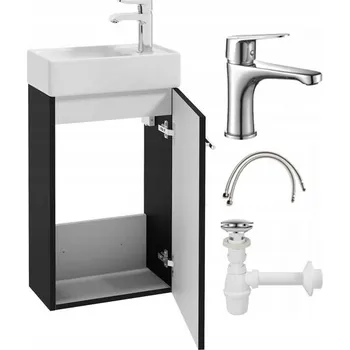 Koupelnový nábytek Koupelnová skříňka s umyvadlem, baterií a sifonem 40 cm závěsná, snadná montáž