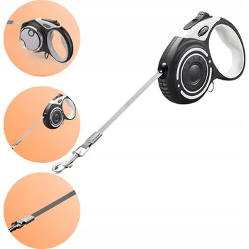 Vodítko pro psa Dogness Automatická sada Vodítko s baterkou a zásobníkem na sáčky s exkrementy včetně sáčků