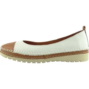 Dámské polobotky Aurelia kožená mokasína 020603 White-Tan, velikost 41