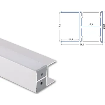 LED osvětlení MCLED Nástěnný hliníkový profil NA 27x20mm, včetně mléčného difuzoru 200cm