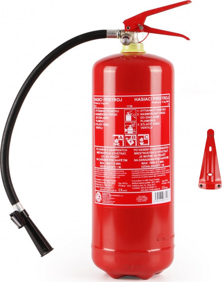 Hasicí přístroj práškový 6kg s revizí (34A/183B/C, vhodný ke kolaudaci) 34A/183B/C - Kód: 15688