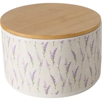 Dóza na potraviny Boltze Keramická dóza LAVANDER s bambusovým víkem, Ø 16 cm