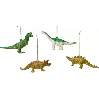 Vánoční ozdoba Přívěsek s dinosaurem se třpytkami Závěsná ozdoba na stromeček 14 cm