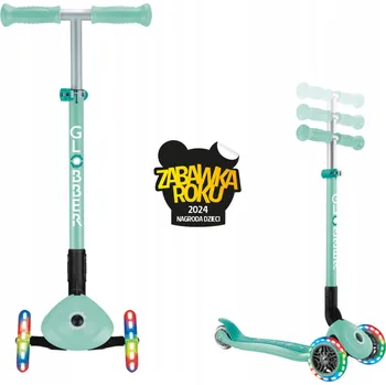 Koloběžka Bezpečná balanční koloběžka s nastavitelnými 3 LED kolečky Globber mátová