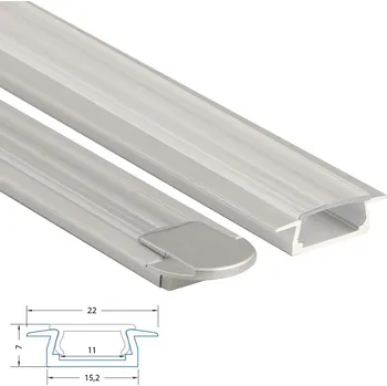 LED páska MCLED Vestavný hliníkový profil VR, 22x7 mm, včetně čirého difuzoru, 200cm