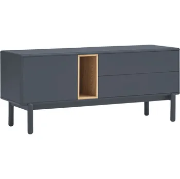 Televizní stolek Antracitově šedý lakovaný TV stolek Teulat Corvo 140 x 40 cm