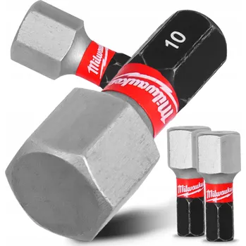 Bit 2x Rázový bit MILWAUKEE HEX10 25 mm MAGNETICKÝ ŠROUBOVACÍ BIT Krátký