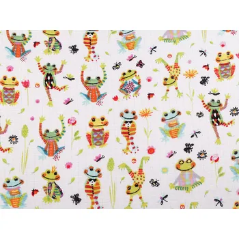 Bavlněná plenkovina / mušelín žáby, barva (338T) bílá zelená