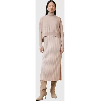 Dámské šaty Šaty a svetr AllSaints VITTORIA béžová barva, midi, W030DC 08X, vel. S