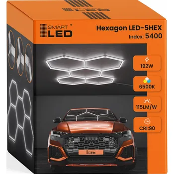 LED Lampa Hexagon Stropní Panel Osvětlení do Garáže Dílny 298x209 cm
