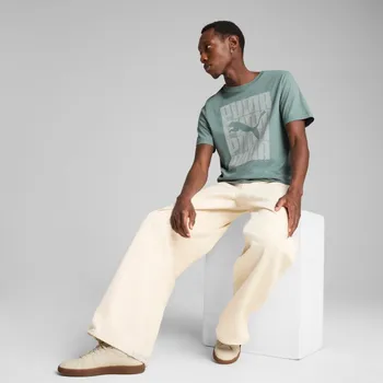 Pánská móda PUMA - GRAPHICS PUMA WORDING TEE PÁNSKÉ BAVLNĚNÉ TRIKO MINT ZELENÉ 684825-30L