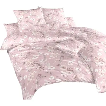 Povlečení Krepové povlečení Kvítí na pudrovém 140x220 70x90